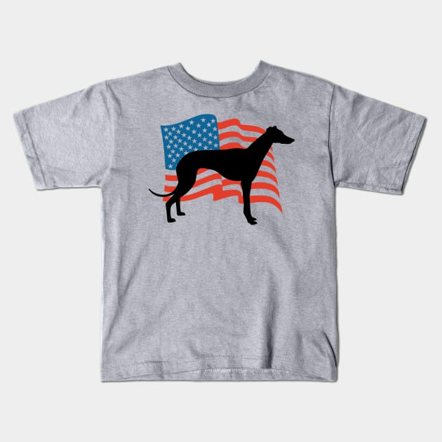 Patriotic American Flag Greyhound Dog 4th of July design Kids T-Shirt by nikkidawn74